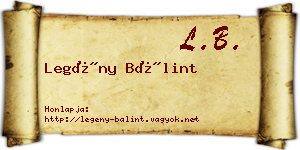 Legény Bálint névjegykártya